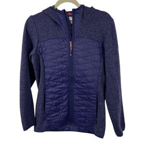 McKinley Womens Wool Puffer Jacket size Small Blue Hooded Full Zip